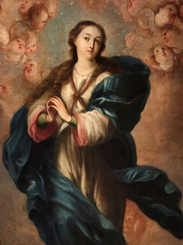 La Virgen entre nubes de querubines